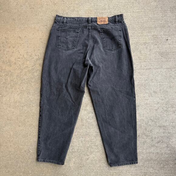 Vintage 90s Levi's 560 Black Jeans 40x30 Orange Tab Loose Fit Tapered Leg - Picture 1 of 12